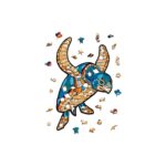 Puzzle da 80 Pezzi Sagomato in Legno - Tartaruga (S) con Box in Legno - immagine 3