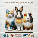 Puzzle da 250 Pezzi in Legno - Cat & Rabbit & Guinea Pig - immagine 2