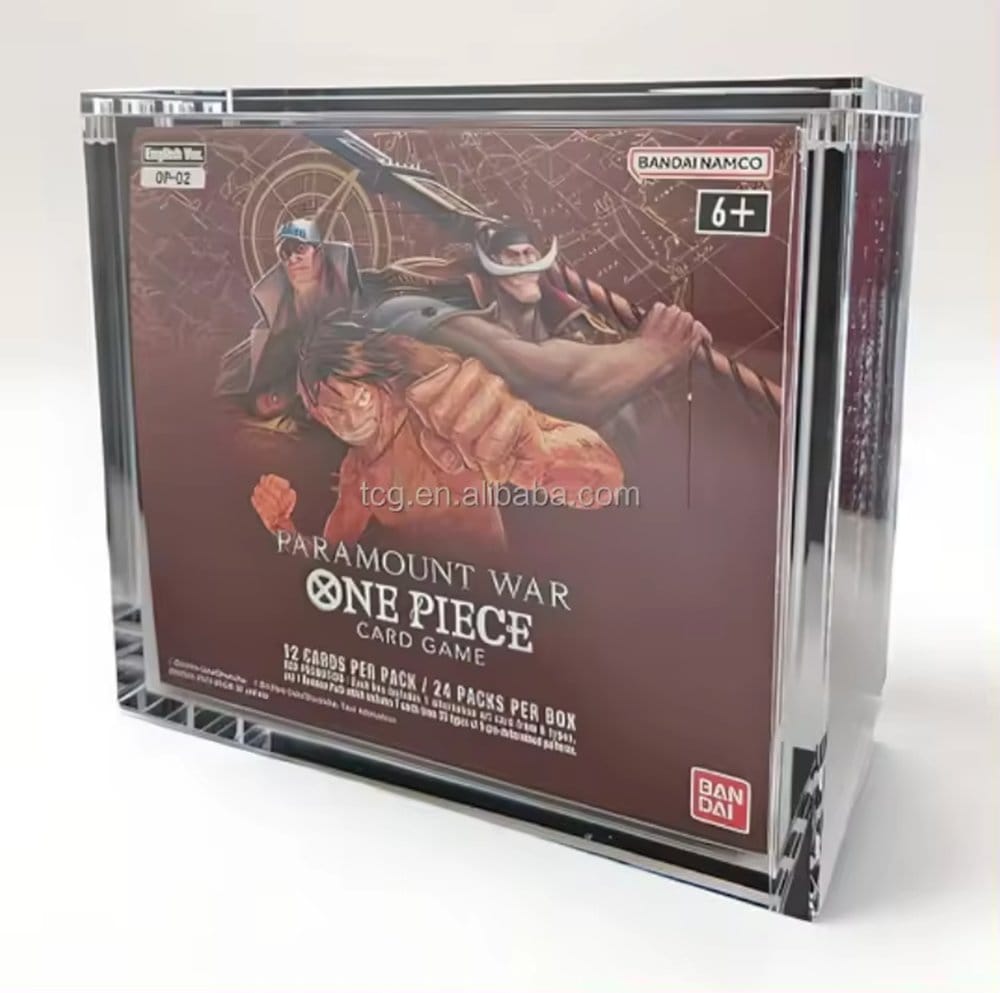 x_evo-9628 Evoretro Acrylic Display Case for Bandai One Piece TCG Larger Booster Box (OP-02) - immagine 1