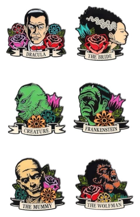 x_lf-umpn0020-ea Universal Monsters Enamel Pins Floral Tattoo Mystery Blind Display (12) - immagine 1