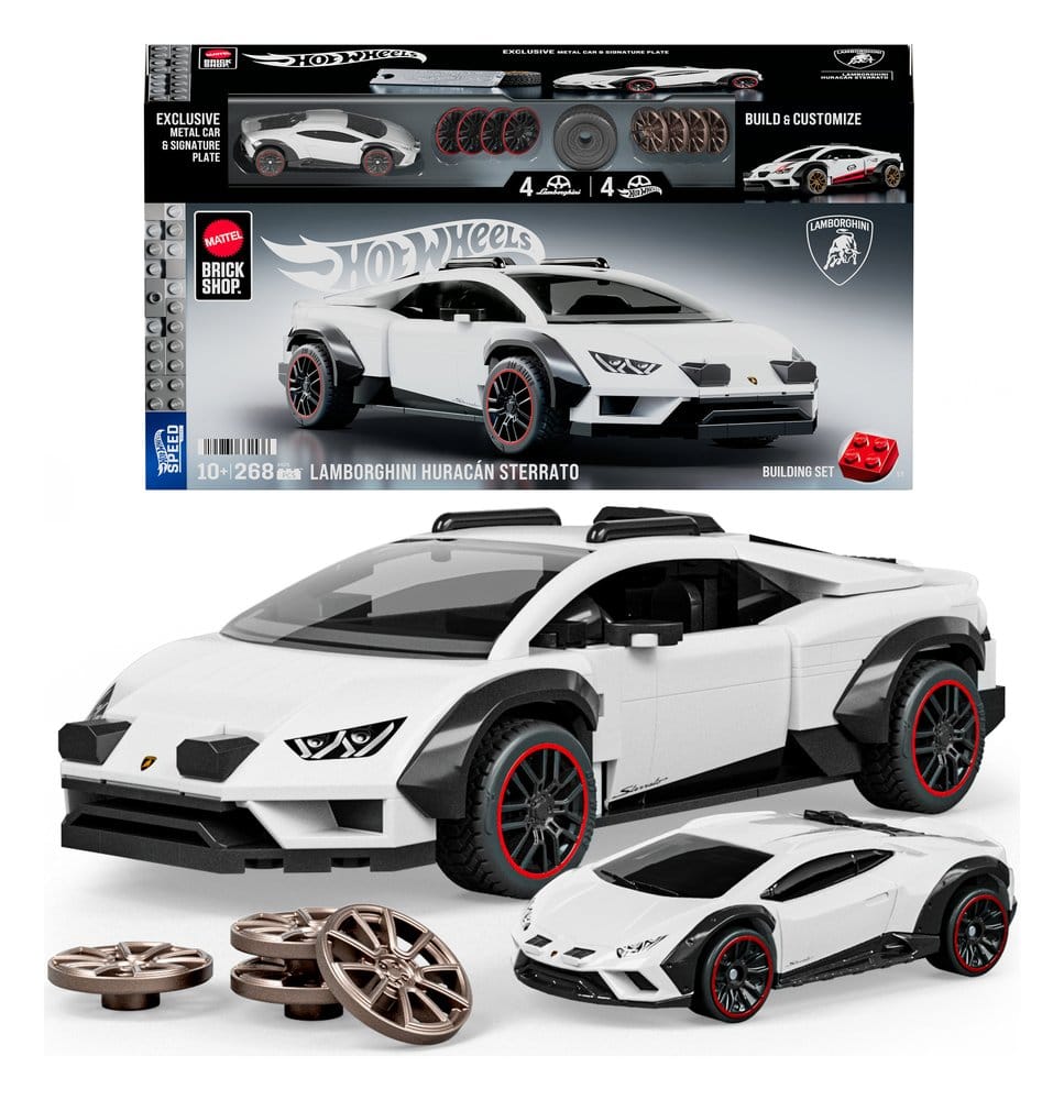 x_mattjhg75 Hot Wheels Speed Mattel Brick Shop Building Set 1/32 Lamborghini Huracán Sterrato - immagine 1