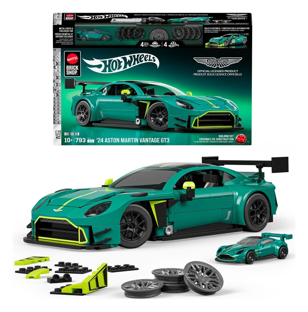 x_mattjlf51 Hot Wheels Elite Mattel Brick Shop Building Set 1/16 '24 Aston Martin Vantage GT3 - immagine 1