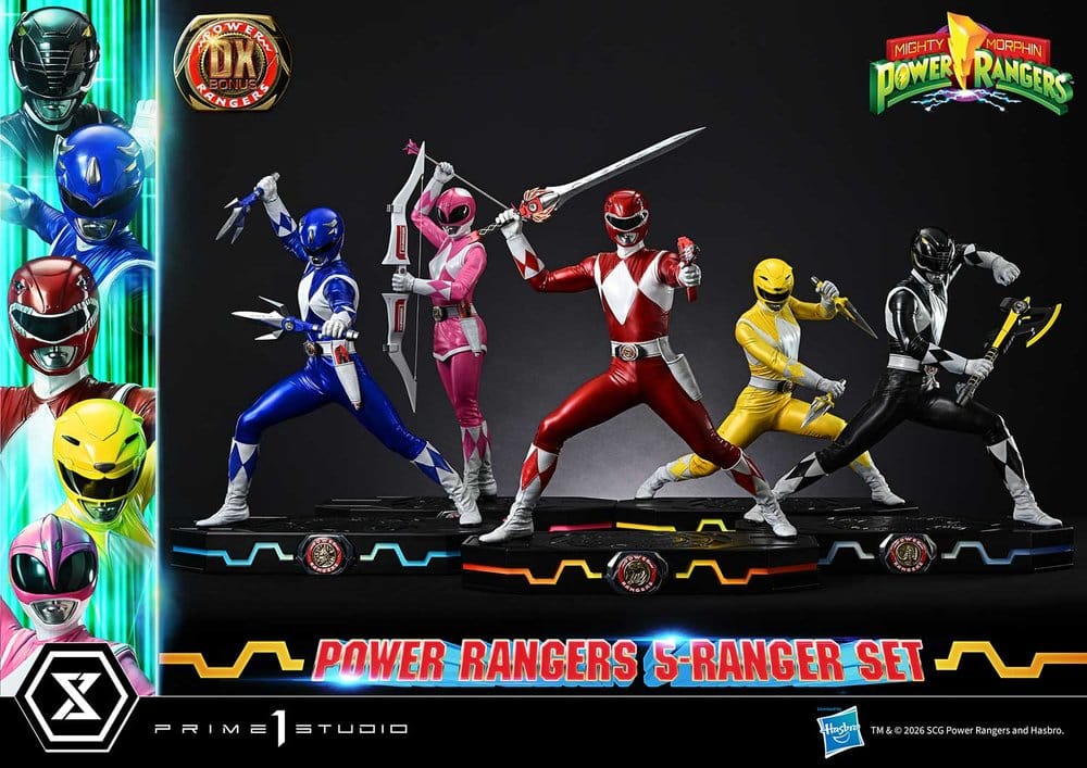 x_p1spmpwr-01dxs Mighty Morphin Power Rangers Premium Masterline Set of 5 Statues 1/4 Deluxe Bonus Version 62 cm - immagine 1