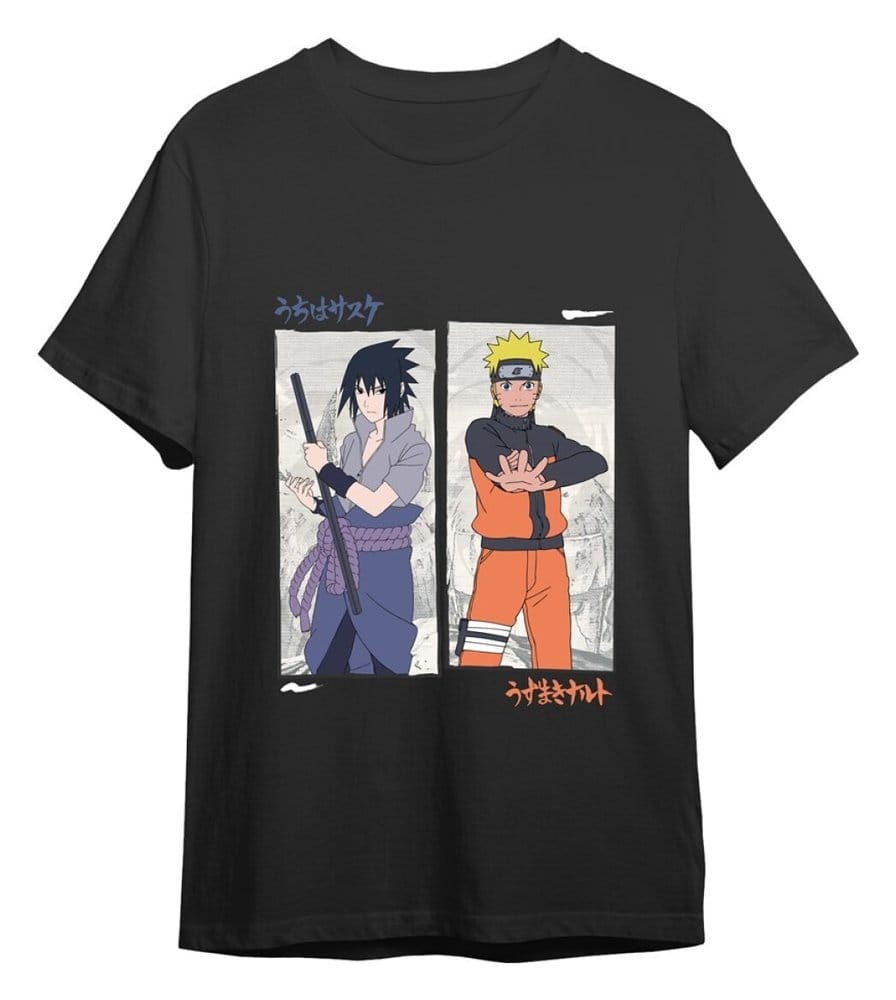 x_splay-6446 Naruto Shippuden T-Shirt Naruto vs Sasuke Black - immagine 1