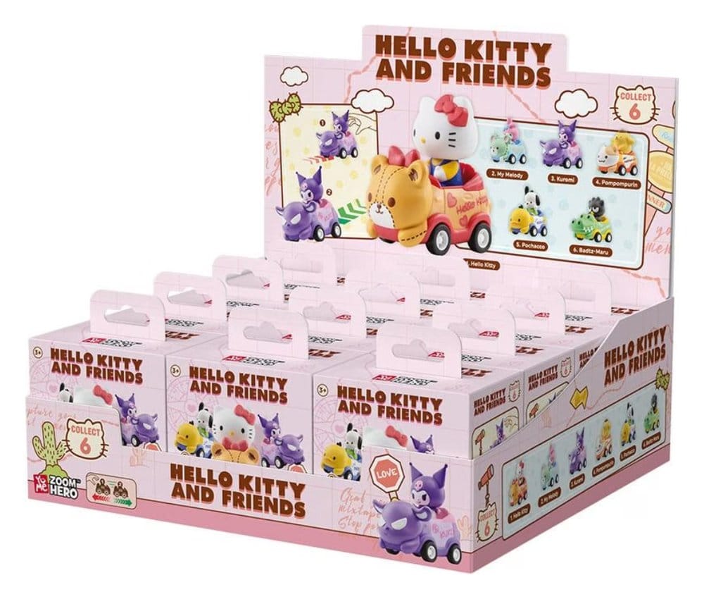 x_yume16688 Sanrio Zoom Hero Pullback Vehicles with Figures Hello Kitty and Friends Series 1 Blind Box Display (12) - immagine 1