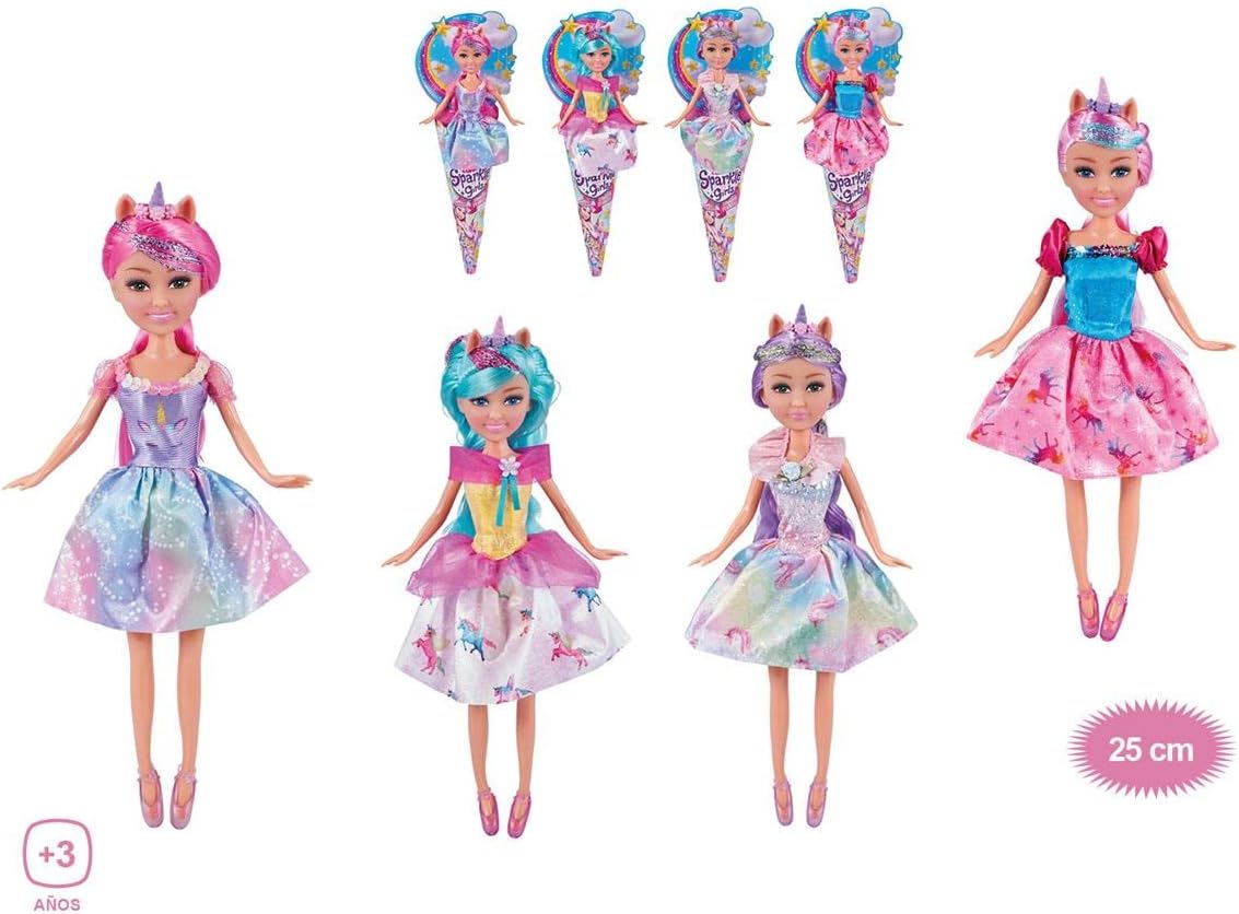 zur10092bq2 Sparkle Girlz Unicorn Princess doll cm 26 in cono - 3 ass. - immagine 1