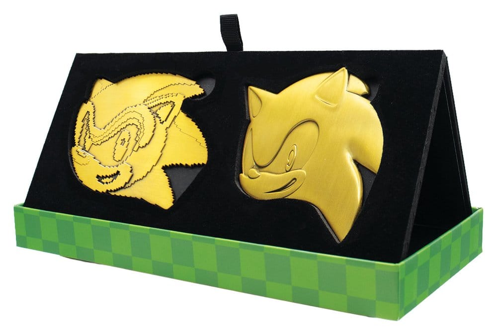 x_fntk-seg-son15 Sonic the Hedgehog Medallion Set 35th Anniversary Then & Now Limited Edition - immagine 1