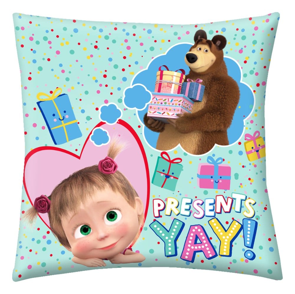 x_htex-mb-2023c Masha and the Bear Pillow Presents Yay! 40 x 40 cm - immagine 1