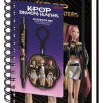 KPop Demon Hunters Notebook with Pen & Charm Golden Display (10)
