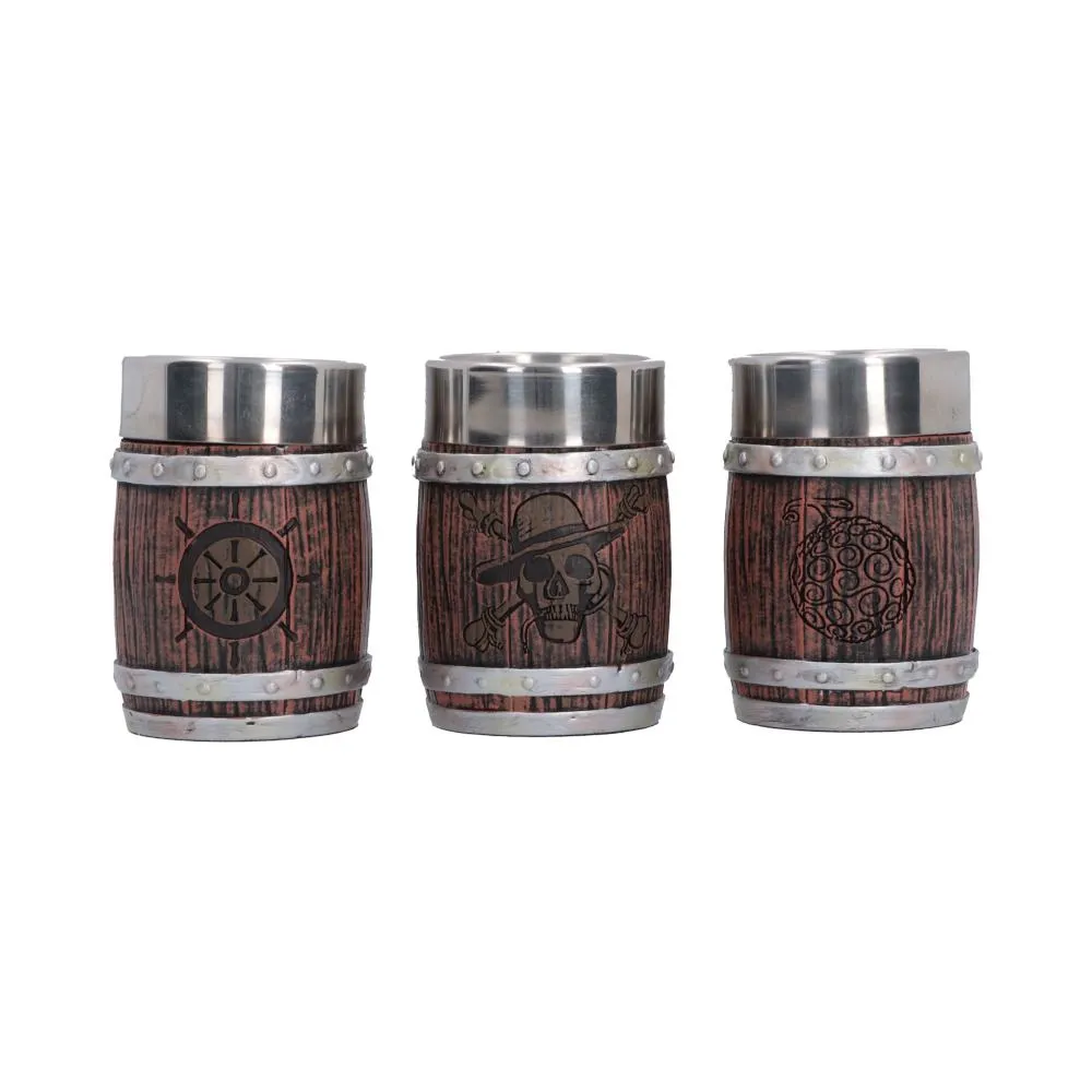 117023__475b73cd ONE PIECE BARREL SHOT GLASS SET (3) - immagine 1