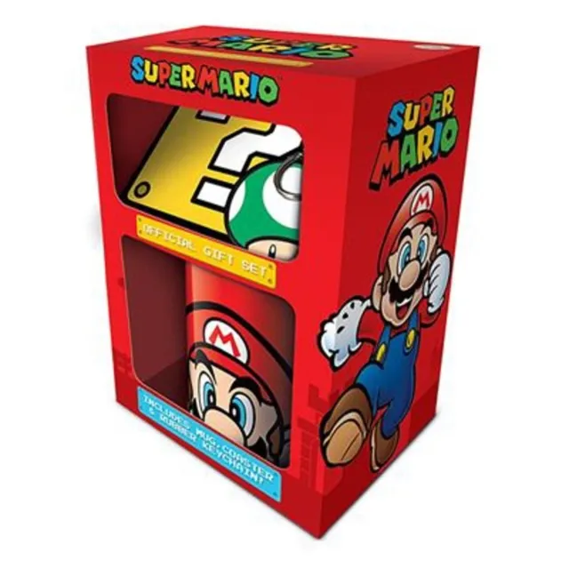117171__5d14afa1 SUPER MARIO MUG COASTER & KEYCHAIN GIFT SET - immagine 1