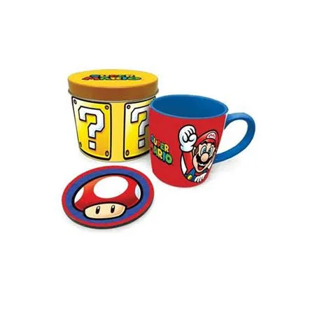117175__a4b60c89 SUPER MARIO LET'S A GO MUG GIFT SET TIN BOX - immagine 1