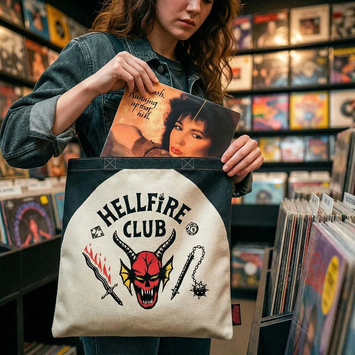 117248__2b697c62 STRANGER THINGS HELLFIRE CLUB TOTE BAG - immagine 1