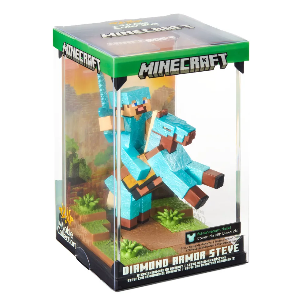 117532__2227332e MINECRAFT DIAMOND ARMOR STEVE AND HORSE DIORAMA - immagine 1