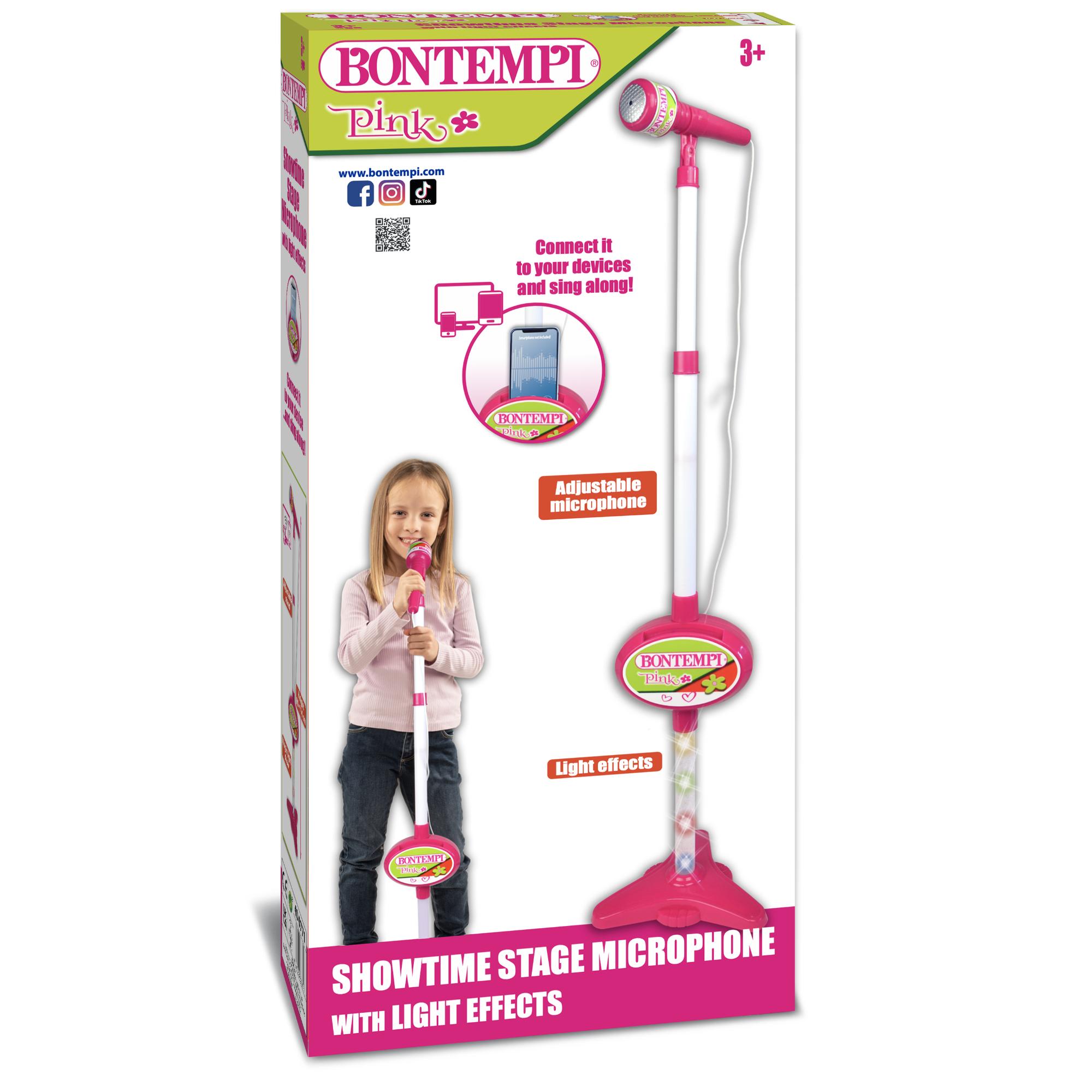 BNT400771 Microfono da palcoscenico con connessione MP3, effetti luminosi e vano porta smartphone - immagine 1