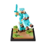 MINECRAFT DIAMOND ARMOR STEVE AND HORSE DIORAMA - immagine 3
