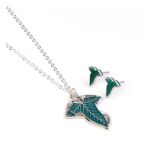 Lord of the Ring Earrings and Necklace Gift Set Leaf of Lorien - immagine 2