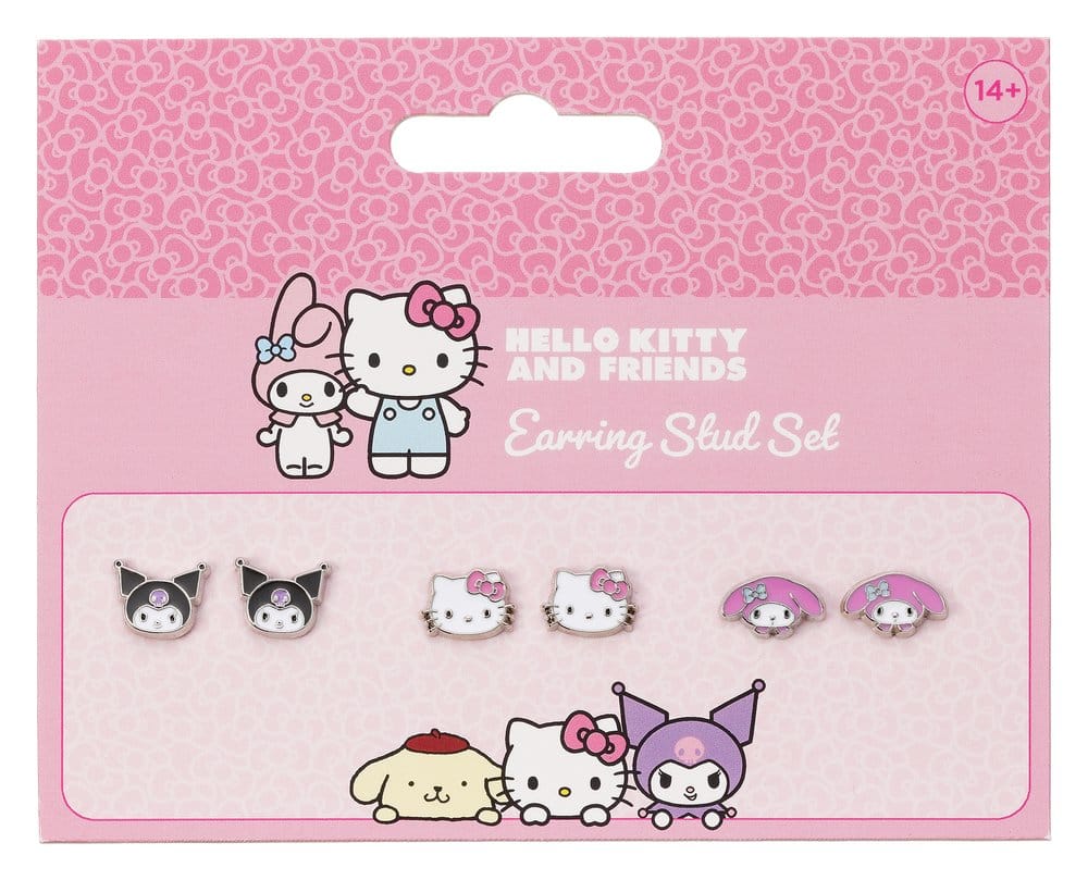 x_crt-hkes0014 Sanrio Stud Earring Set Hello Kitty, Kuromi and My Melody - immagine 1