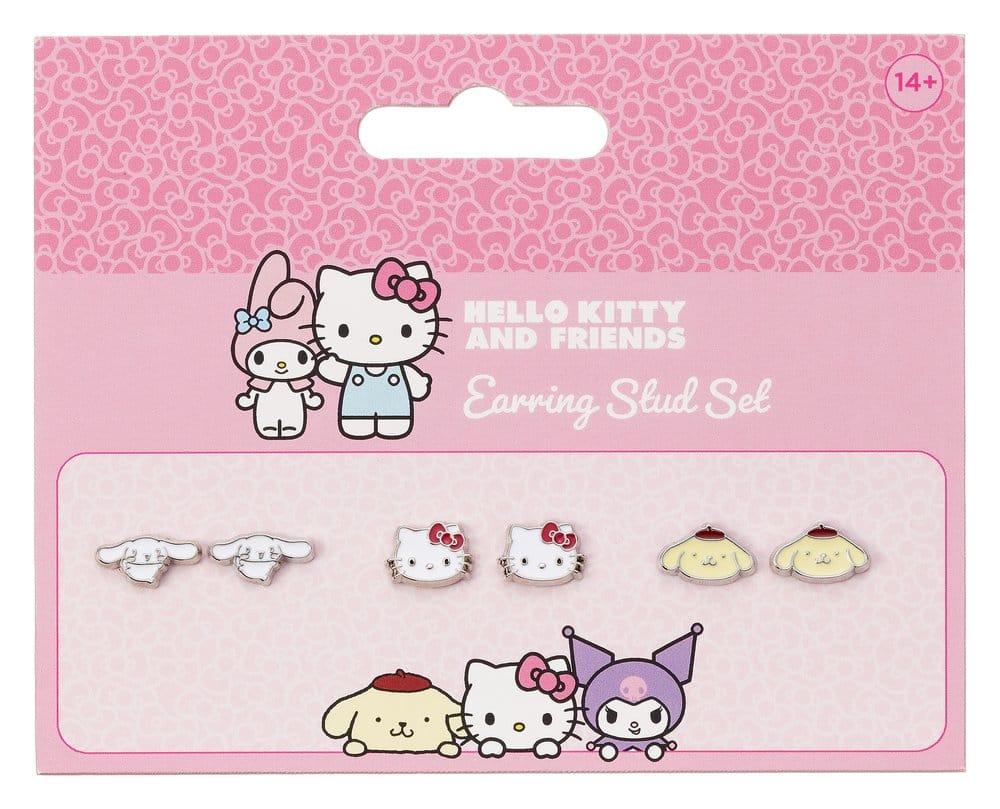 x_crt-hkes0015 Sanrio Stud Earring Set Hello Kitty, Cinnamon Roll and Pompompurin - immagine 1