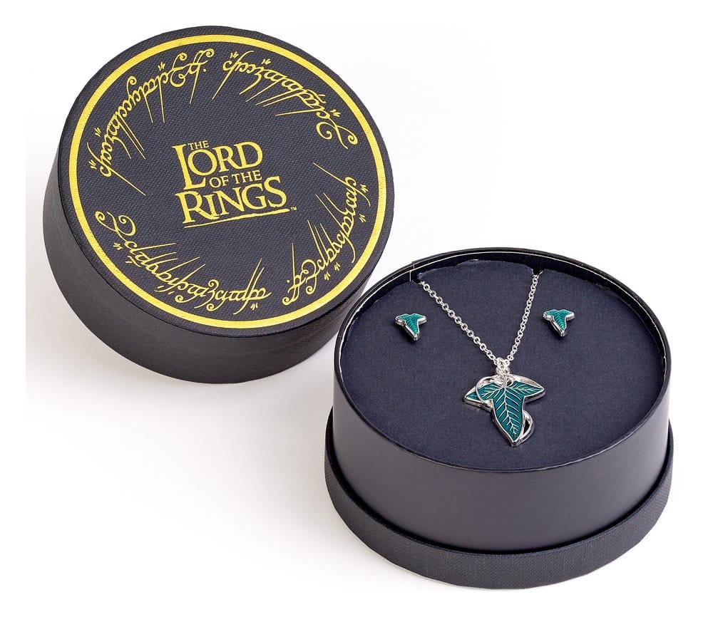 x_crt-lrgs0001 Lord of the Ring Earrings and Necklace Gift Set Leaf of Lorien - immagine 1