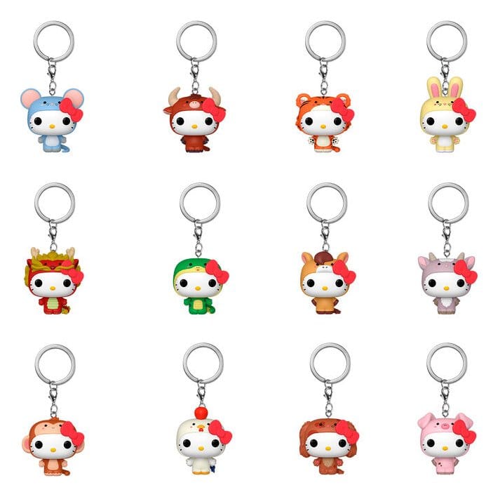 x_fk88160 Hello Kitty Mystery Pocket POP! Vinyl Keychains 4 cm Animals Blind Box Display (12) - immagine 1
