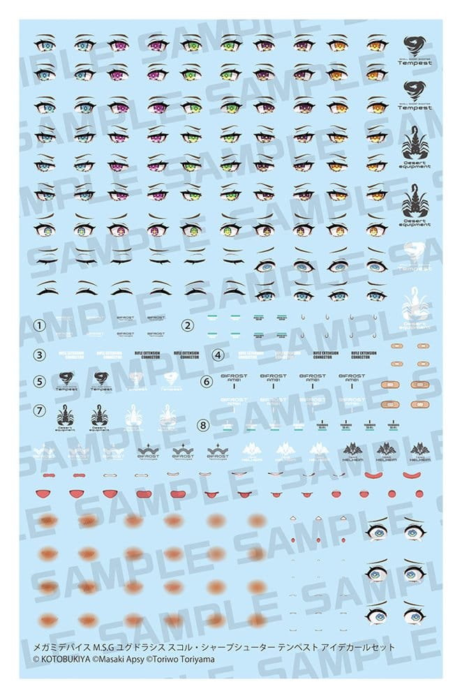 x_ktokp874 Megami Device M.S.G. Plastic Model Kit 1/1 Yggdrasis Skoll Sharpshooter Tempest Eye Decal Set - immagine 1