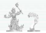 Dungeons & Dragons Nolzur's Marvelous Miniatures Unpainted Miniature Flaming Skeleton & Flameskull 14 cm