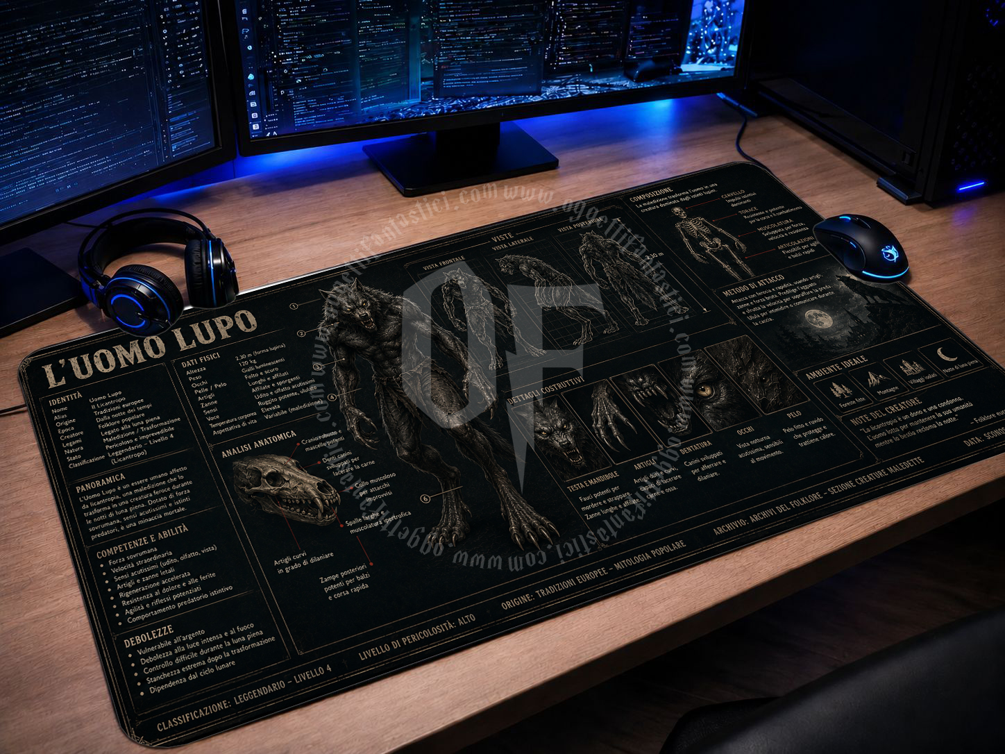 MTG00012 -- 000 (35869) Mousepad Gaming XXL L'uomo Lupo - immagine 1