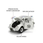 HARBIE THE LOVE BUG VOLKSWAGEN BEETLE 1/24 DIE-CAST MODEL - immagine 2