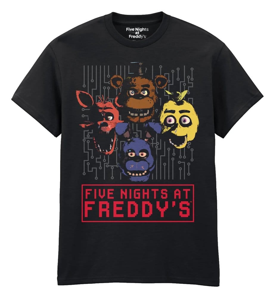 x_fnf07162tsb Five Nights at Freddy’s T-Shirt 4 Heads Black - immagine 1