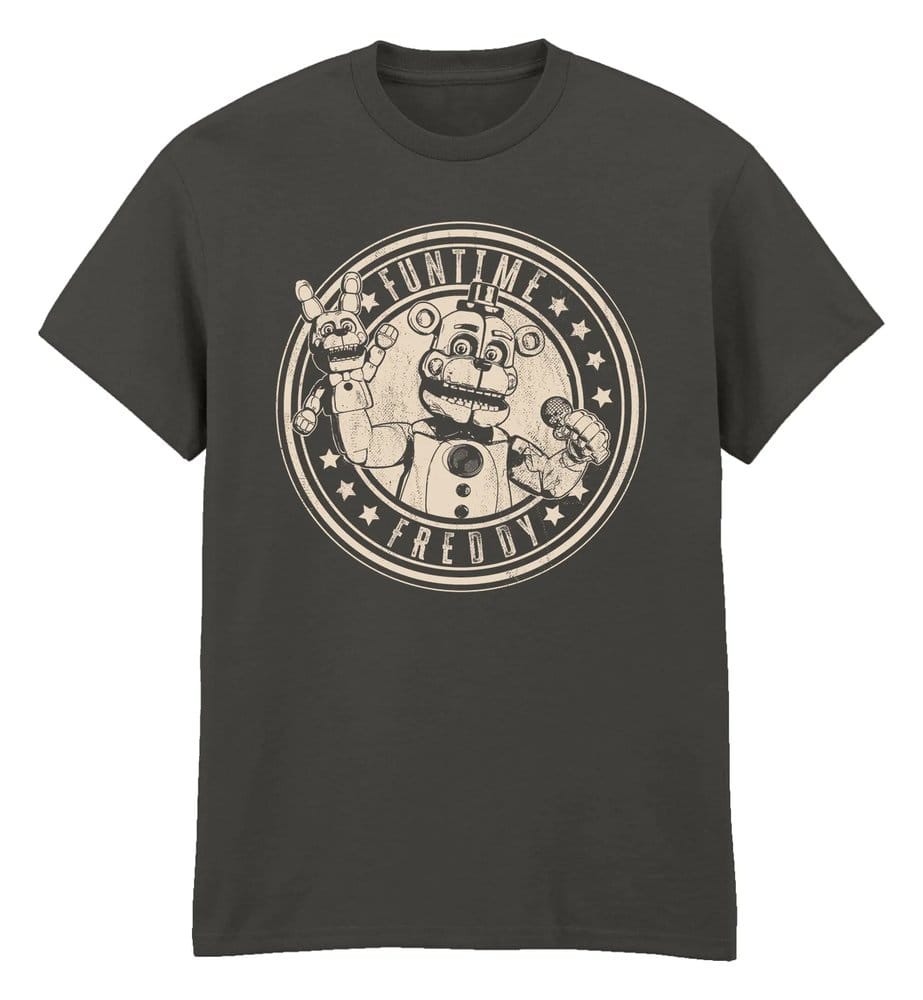 x_fnf07367tsc Five Nights at Freddy’s T-Shirt Funtime Freddy Distress Charcoal - immagine 1