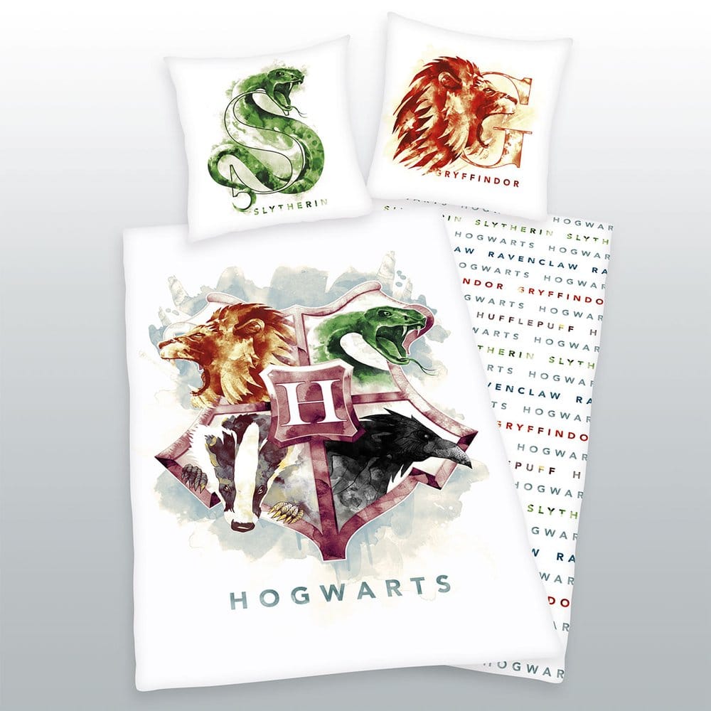 x_hhe4474402050402 Harry Potter Bed Linen Hogwarts Gryffindor & Slytherin 135 x 200 cm - immagine 1