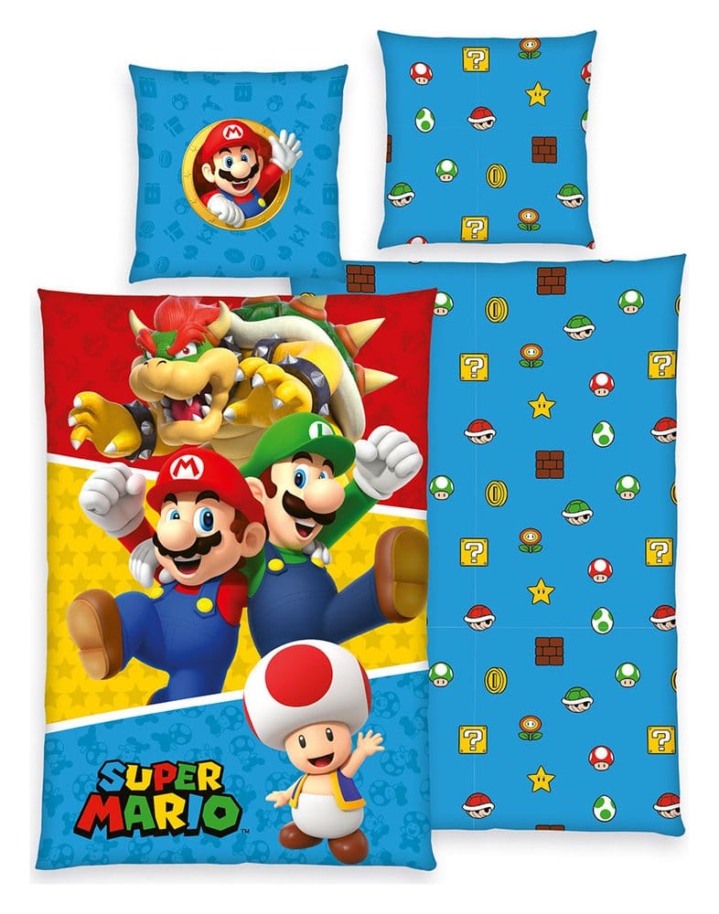 x_hhe4494222050523 Pokémon Bed linen Super Mario (Mario, Luigi, Toad, Bowser) 135 x 200 cm - immagine 1