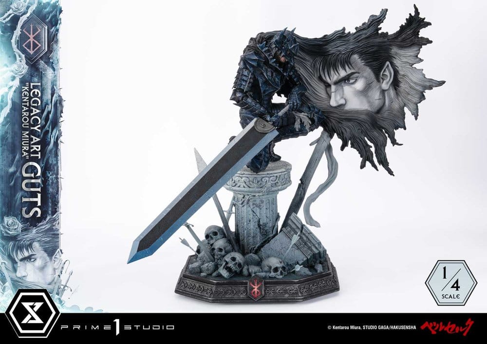 x_p1slabr-05 Berserk Legacy Art "Kentarou Miura" Statue 1/4 Guts 74 cm - immagine 1