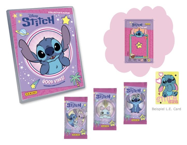 x_pn61545 Stitch Trading Cards Good Vibes Starter Pack with Card Holder *German Version* - immagine 1