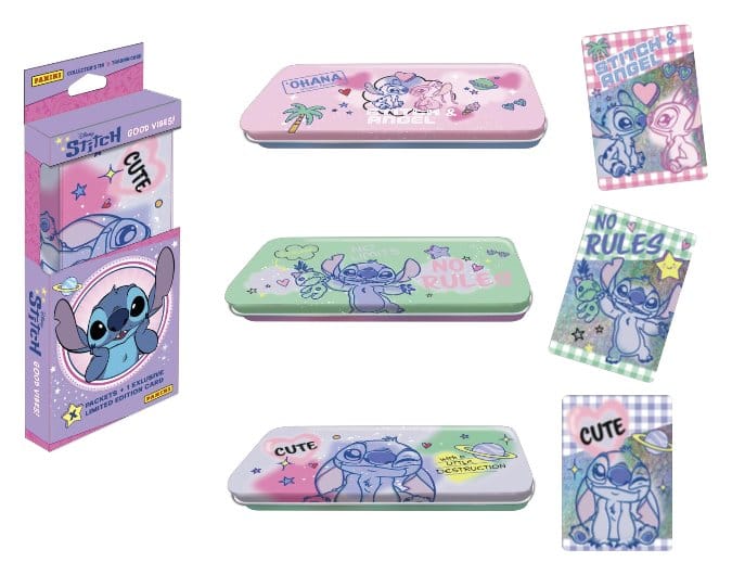 x_pn61549 Stitch Trading Cards Good Vibes Pencil Tin - immagine 1