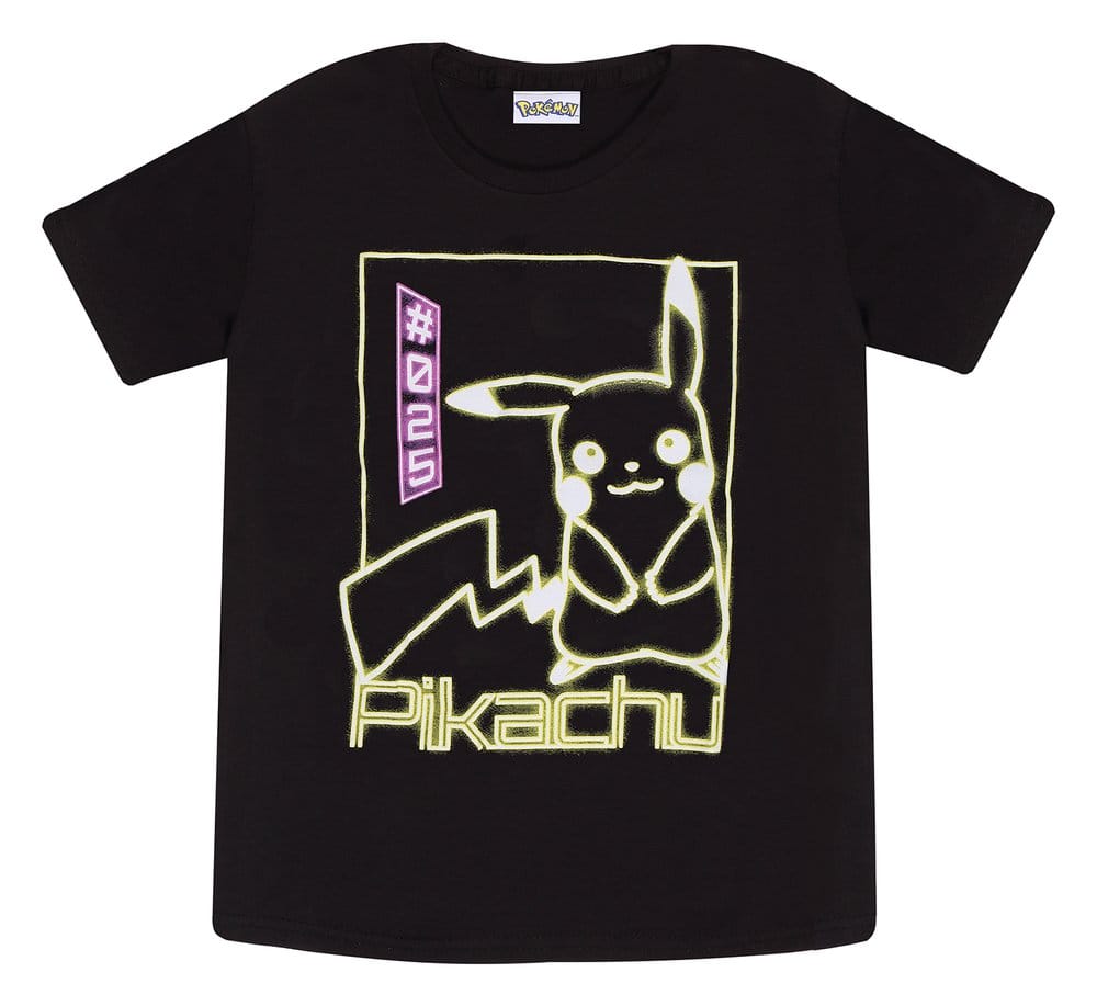 x_pok00631tkb Pokémon T-Shirt Pikachu Neon Black - immagine 1
