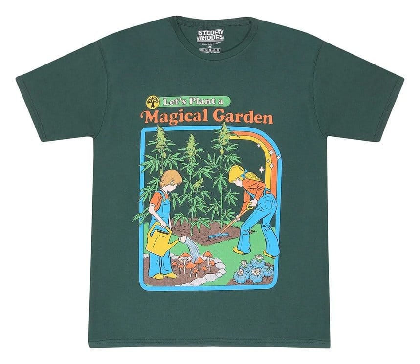 x_stv06672tsc Steven Rhodes T-Shirt Let's Plant A Magical Garden Green - immagine 1