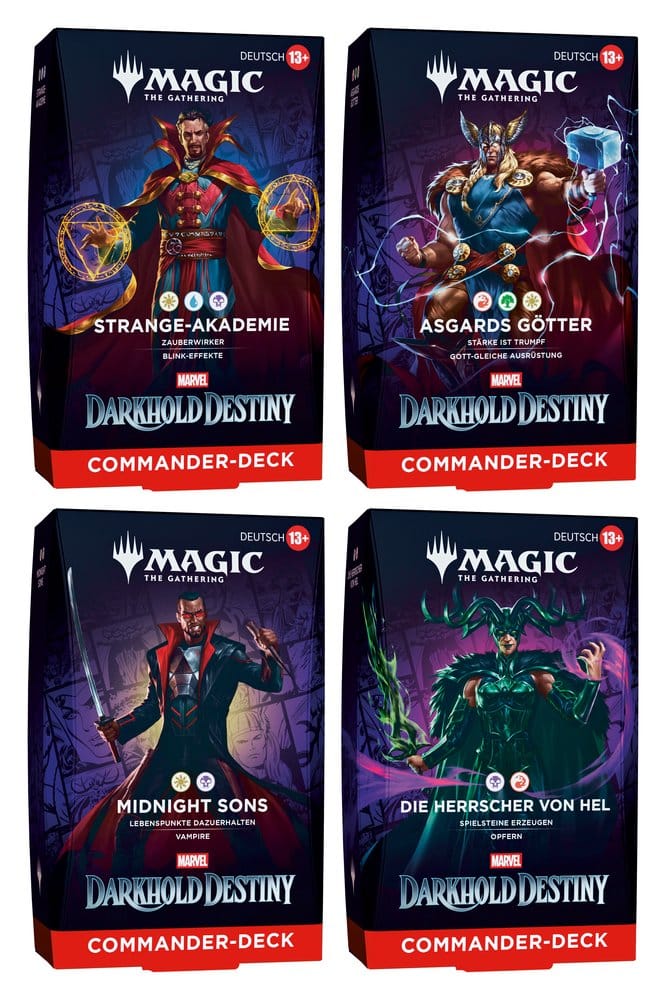 x_wotcd64661000 Magic the Gathering Marvel: Darkhold Destiny Commander Decks Case (4) german - immagine 1